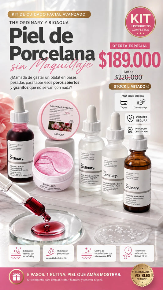 Kit de Cuidado Facial Avanzado The Ordinary y Bioaqua